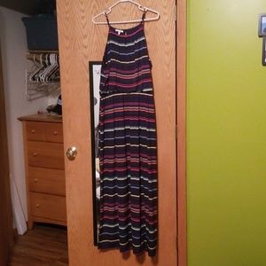 Navy striped maxi dress